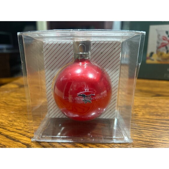 Christmas Kentucky Derby 131 Red Glass Ornament In Box Horse Race Limited Ed - Picture 1 of 4